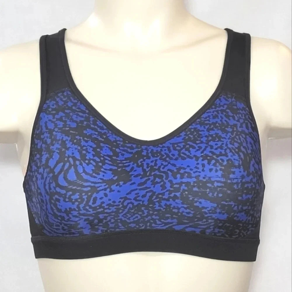 SMALL Champion N9554 Concealing Petal WireFree Sport Bra Blue NWT